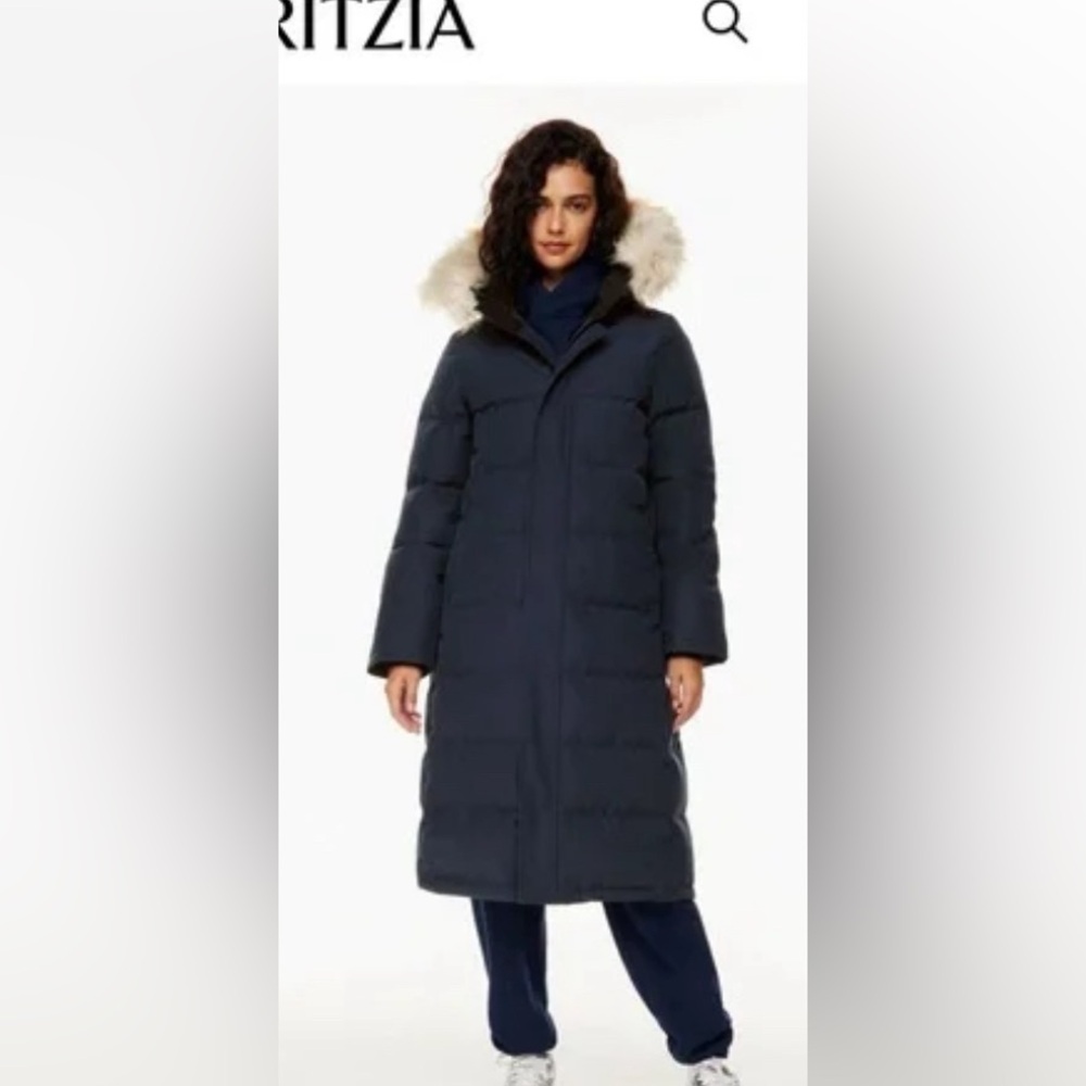 NWT ARITZIA Tna The Powder Parka long waterproof down parka jacket Coat navy S - Picture 8 of 10